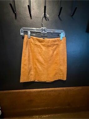 Free People Camel Suede-Look Mini Skirt